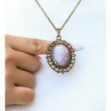 Doğal Taş Pembe Kuvars Doğal Taşlı Otantik Kadın Kolye 45 Cm Zincirli Euk13pk