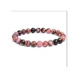 Doğal Taş Rhodonite Boncuk Kadın Erkek Takı Elastik Bileklik Bileklik 8mm Çok Renkli