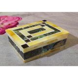 Doğal Taşlı El Yapımı Mermer Kutu Rastgele Çalışma | 25,4 x 20,32 cm Dikdörtgen Sedef Takı İşi | Yemek ve Sehpa Dekoru için Kaşık Tutucu | Bileklik Tutucu