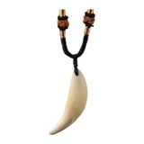 Doğal Tibet 3-4cm Kurt Dişi Kolye Beyaz Ayarlı Kordon İp 2 Boncuk