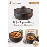 Doğal Topraktan Fırınlı Tencere Güveç Büyük Boy( 27X11 Cm) - Kahve