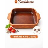 Doğal Topraktan Kare Borcam Ocak ve Fırın Uyumlu( 26X23CM) - Kahve