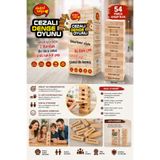Doğal Toys Cezalı Denge Oyunu Ahşap Kule Oyunu 54 Parça | Aile ve Arkadaş Eğlence Oyunu