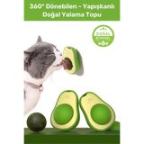 Doğal Yenilebilir Kedi Nanesi Otu Avokado Yalama Topu | 360° Dönen Duvara Yapışkanlı Eğlenceli Catnip Kedi Oyuncağı | Kediler İçin Stres Azaltıcı Sindirim Destekleyici Çim Topu