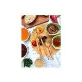 Doğal Zeytin Ağacından Yapılma Ahşap Mama Tatlı Kaşık ve Sunum Servis Bıçak Seti - Kahverengi