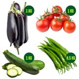 Doğalkasa Patlıcan + Salkım Domates + Kabak 3 x 1 KG + Tatlı Sivri Biber 500 G