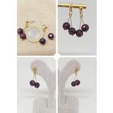 Doğaltaş Gold Çelik Küpe - Lal (Garnet-Granat) Taşı Kiraz Serisi (55664)