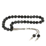 Doğaltaş Metal Püsküllü Obsidyen Taşı Tesbih SL2127