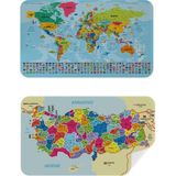 Doğaltercih Eğitici Öğretici Türkiye ve Ülke Bayraklı Dünya Haritası Kendinden Yapışkanlı Sticker Seti 100 x 65 cm