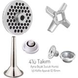 Doğan Çiftel Kıyma Makine Aynası Bıçağı Sucuk-Köfte Hunisi Içli Köfte Aparatı Takım 12/6mm