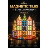 Doğan Oyuncak Dünyası Orijinal Magnetic Tiles Star Diamond 36 Parça Manyetik Lego - Magnetic Magical Magnet - Mıknatıslı L