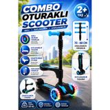 Doğan Oyuncak Dünyası Oturaklı Mavi Combo Işıklı 3 Tekerlekli Katlanabilir Scooter - Scooter - Çocuk Scooter