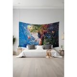 Doğanın Renkli Rüyası Desenli Duvar Halısı Duvar Örtüsü Tapestry Süetimsi Dokulu%100 Polyester Kumaş