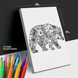 Doğanın Uykusu 40X50 Tuval Boyama Seti - 12'li Keçeli Kalem Ile Birlikte -