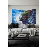 Doğanın Yüzü Desenli Duvar Halısı Duvar Örtüsü Tapestry Süetimsi Dokulu%100 Polyester Kumaş