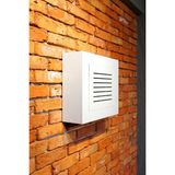 DoğanLife Beyaz Duvar Tipi Modem Saklama Kutusu – Ahşap Suntalam Gövde ve Boyalı MDF Kapak, 33×38×12 cm
