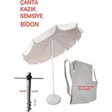 Dogant Ada Güneş Plaj Balkon Deniz Şemsiye Takımı + Bidon +Kazık +Çanta - Krem