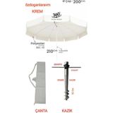 Dogant Ada Havuz Bahçe Balkon Plaj 2 Mt 10 Telli Polyester Krem Şemsiye + Çanta + Kazık