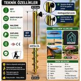 Dogant Demir Metal Şemsiye Kazığı Bahçe Şemsiye Aparatı - 48 CM - Gri