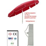 Dogant Deniz Plaj 2 Mt 10 Telli Polyester Kırmızı Şemsiye + Çanta Kılıf