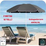 Dogant Deniz Plaj Balkon 2 Metre 10 Telli Gri Şemsiye ve Hediyeli