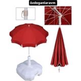 Dogant Ege Kırmızı Havuz Bahçe Balkon Plaj 2 Mt 10 Telli Polyester Şemsiye + Bİdon + Kılıf