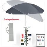 Dogant Gri Plaj Havuz Bahçe 2 Metre Şemsiye+Çanta+Kazık