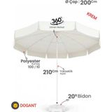 Dogant Güneş Balkon Teras Balkon Plaj 2 mt Şemsiye+Bidon +Kılıf - Krem