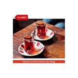 Dogant Melamin Kırılmaz Kahve Çay Tabağı, 12 Adet Set, Kırmızı Beyaz, 11 x 11 cm