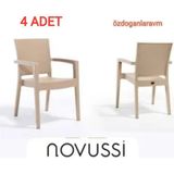 Dogant Novussi Paris Capicinno Koltuk Rattan 4 Adet Bahçe Balkon Sandalyesi - Krem
