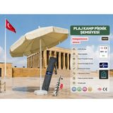 Dogant Outdoor Plaj Şemsiyesi+Bidon+Şemsiye Kazığı+Taşıma Çantası - Krem