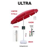 Dogant Özdoğanlar Kamp Outdoor 2 Metre Plaj Bahçe Balkon Şemsiye, Kırmızı, Taşıma Çantası + Kazık + Bidon Seti