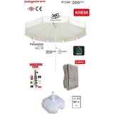 Dogant Özdoganlaravm 210 cm Yuvarlak Şemsiye Krem Plaj Deniz Balkon Kullanımı için Polyester Malzeme
