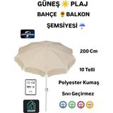Dogant Re Re Re Güneş Bahçe Havuz Balkon Plaj Şemsiyesi 10 Telli - Krem