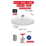 Dogant Rüzgar 200 cm Plaj Balkon Kamp Şemsiyesi, Taşıma Çantası ve Metal Kazık Seti, Bej