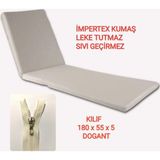 Dogant Sıvı Geçirmez Leke Tutmaz Şezlong Minder Fermuarlı KILIFI Süngersiz 180*55*5 cm