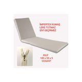Dogant Sıvı Geçirmez Leke Tutmaz Şezlong Minder, Fermuarlı Kılıflı, 180x55x5 cm, Krem