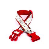 Doggie 3 cm x 36-60 cm Kırmızı Köpek ve Pati Desenli Dokuma Köpek Boyun Tasması