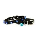 Doggie Boncuklu Deri Siyah 1x18-22 cm Kedi Tasması
