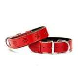 Doggie Comfort Kırmızı 2.5x37-45 cm Medium Deri Pati Desenli Köpek Boyun Tasması