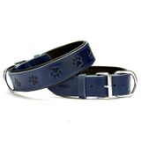 Doggie Comfort Mavi 4X47-55 cm Small Deri Pati Desenli Köpek Boyun Tasması