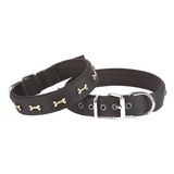 Doggie Comfort Siyah 3x47-55 cm Large Dokuma Kemikli Köpek Boyun Tasması