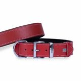 Doggie Konfor Deri Köpek Boyun Tasması Kırmızı 4x52 60 Cm