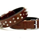 Doggie Konforlu El Yapımı Çivili Kahverengi 3.5x47-55 cm Köpek Boyun Tasması