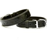 Doggie Konforlu El Yapımı Kemik Desenli Siyah 3x42-50 cm Köpek Boyun Tasması