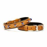 Doggie Konforlu El Yapımı Nazar Boncuklu Kahverengi 2x35-40 cm Köpek Boyun Tasması