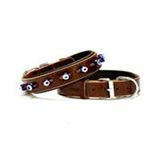 Doggie Konforlu El Yapımı Nazar Boncuklu Kahverengi 3x42-50 cm Köpek Boyun Tasması