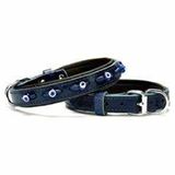Doggie Konforlu El Yapımı Nazar Boncuklu Lacivert 2x35-40 cm Köpek Boyun Tasması