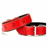 Doggie Konforlu El Yapımı Pati Desenli Kırmızı 3.5x47-55 cm Köpek Boyun Tasması