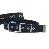 Doggie L Beden Siyah 3x47-55 cm Konfor Dokuma Kemikli Boyun Tasması